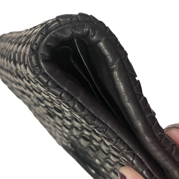 Vilenca Holland Black Woven Leather Clutch Wallet NWT $75 - Picture 9 of 16
